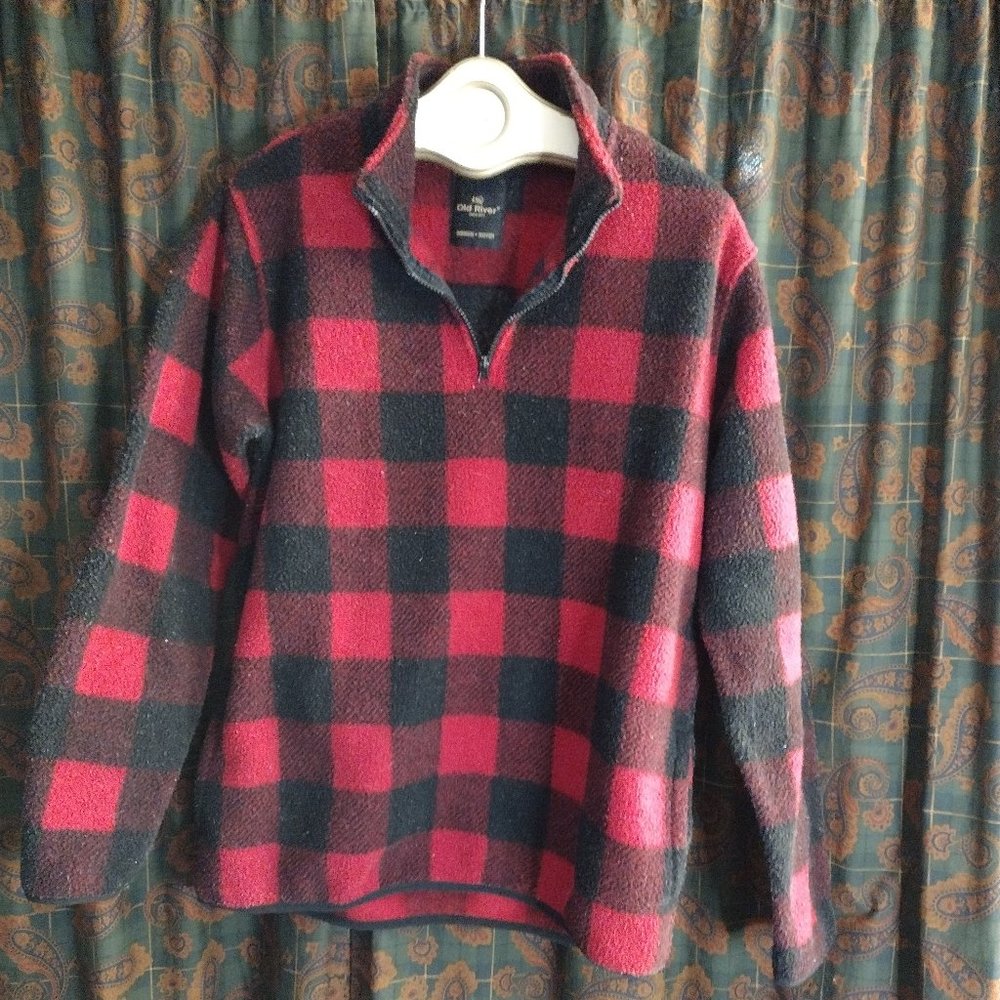 OLD RIVER Buffalo Plaid 1/4 zip Fleece Size M